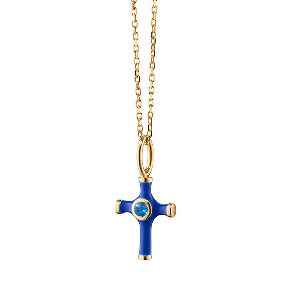Enamel and Gemstone Cross Pendant